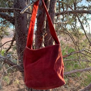 Vintage Old Navy red suede shoulder bag